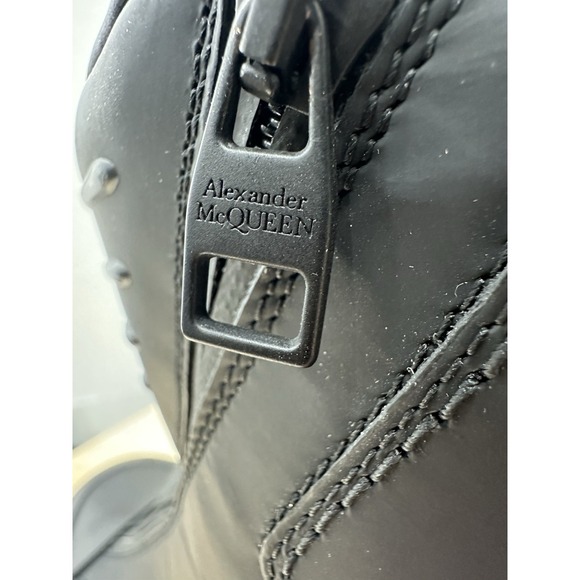 Alexander McQueen Men\'s 45 US 12 Tread Slick Leather Zip Up Ankle Boots - New main image 4